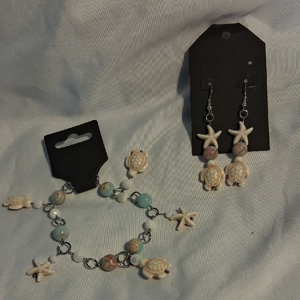 Turtle and Starfish Jewelry Set